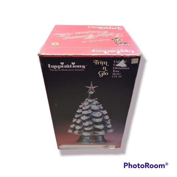 vtg inspirations trim ‘n glo lighted ceramic christmas tree ~ ctl20 in box works - Picture 1 of 10
